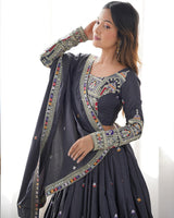 Black Color Natural Crepe silk Lehenga Choli