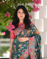 Green Colour Banarsi Soft Silk Saree