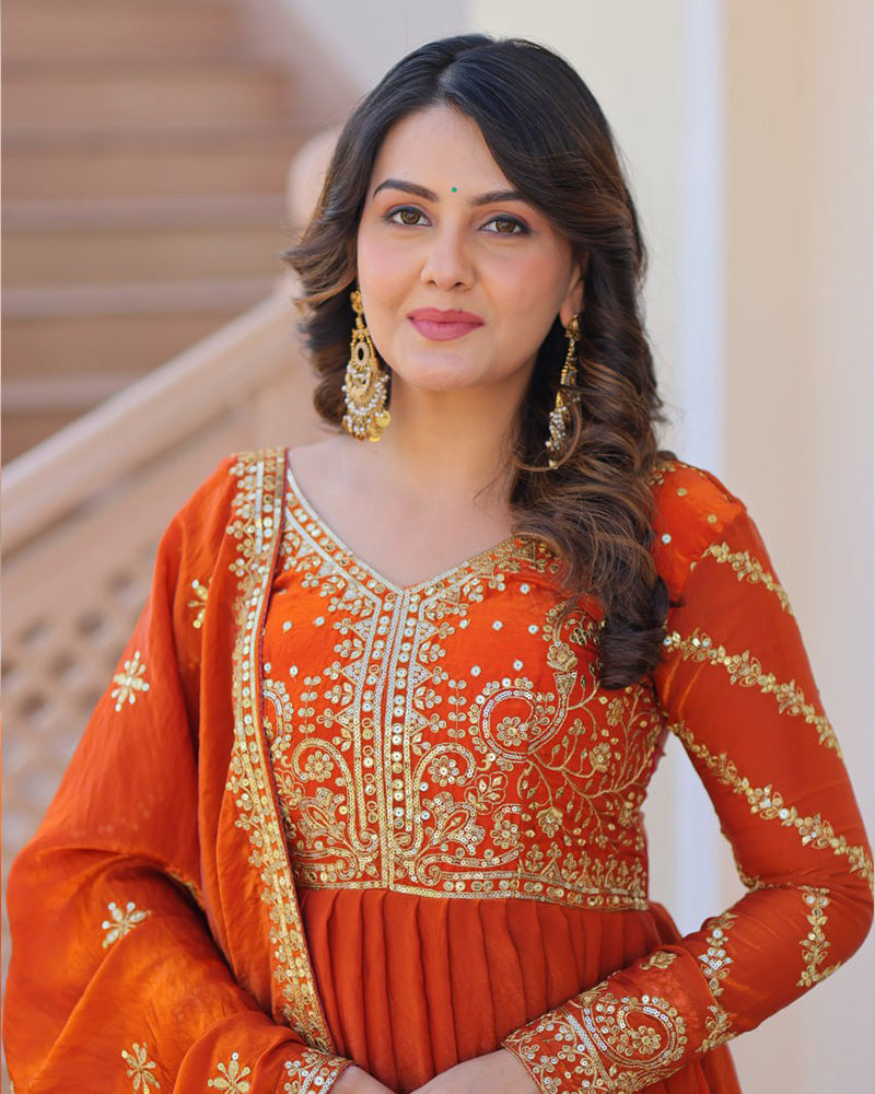 Fenta Color Fendi Embroidered Gown