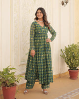Designer Rama Color Georgette Printed Co-Ord Set