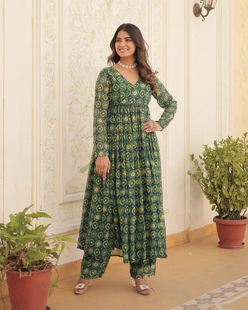 Designer Rama Color Georgette Printed Co-Ord Set