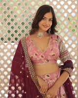 Lavender Color Pure Viscose Jacquard Lehenga Choli