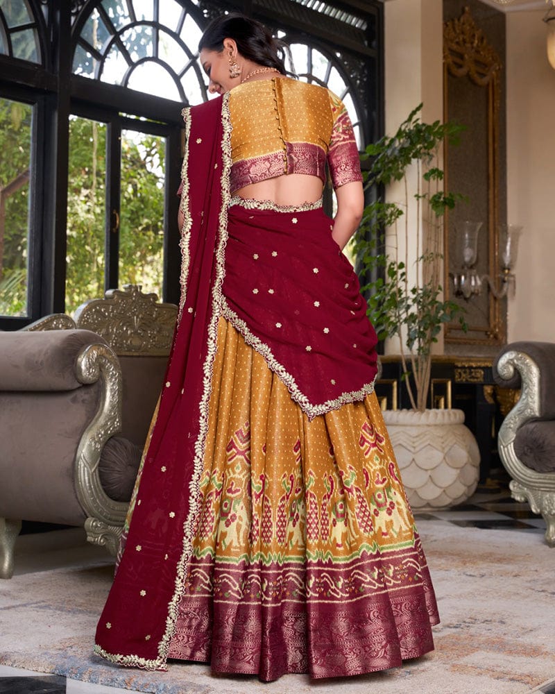 Mustard Color Kanchipuram Lehenga Choli
