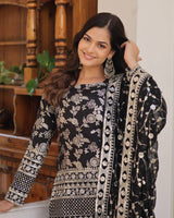 Black Color Three Piece Gharara Suit