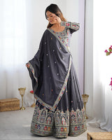 Black Color Natural Crepe silk Lehenga Choli