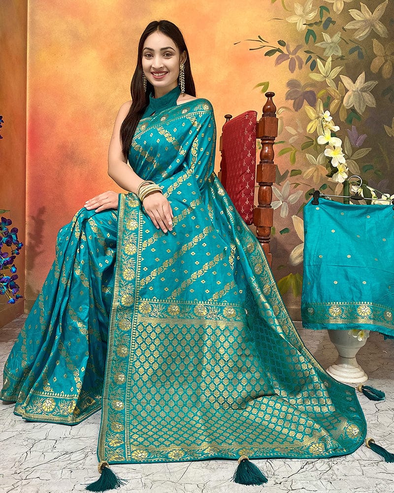 Rama Color Viscose Dolla Silk Saree