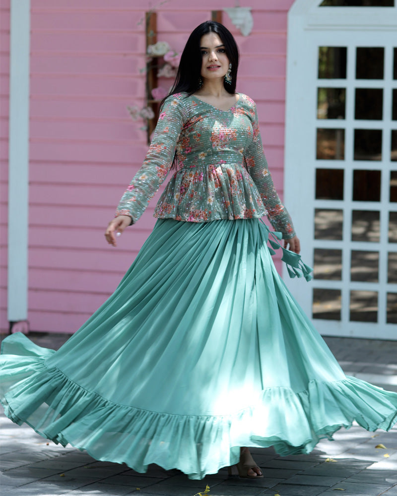 Rama Color Designer Sequins Embroidery  Ready to Wear Lehenga Choli