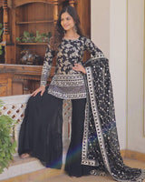 Black Color Three Piece Gharara Suit