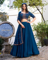 Firozi Color Georgette Embroidered Lehenga Choli