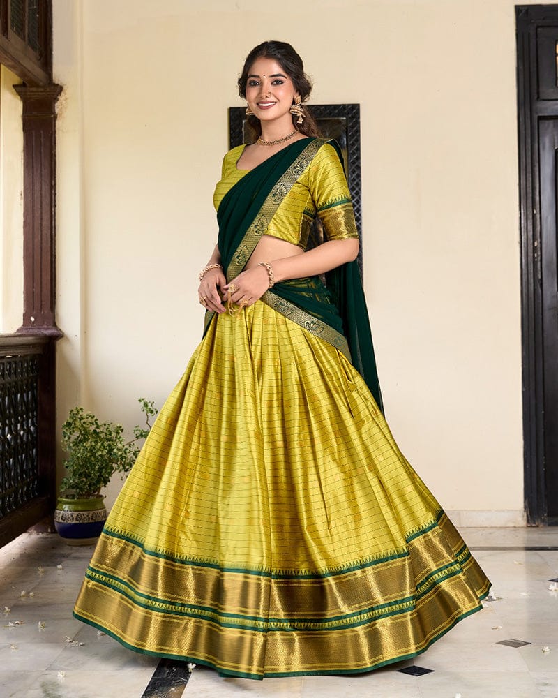 Parrot Green Color Cotton Silk Designer Lehenga Choli