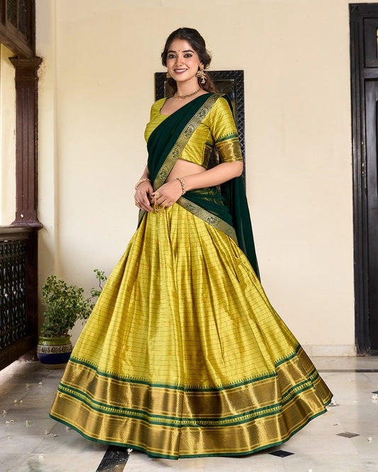 Parrot Green Color Cotton Silk Designer Lehenga Choli