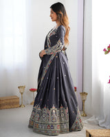 Black Color Natural Crepe silk Lehenga Choli
