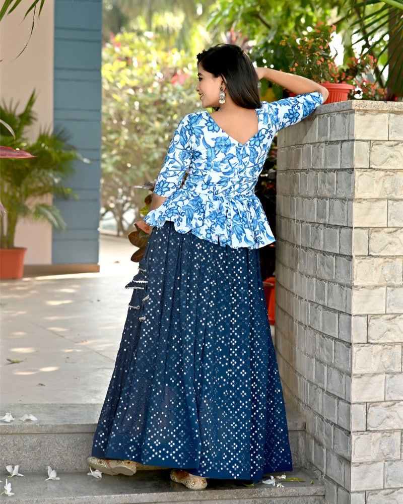 Sky Blue color Designer Readymade Lehenga Choli