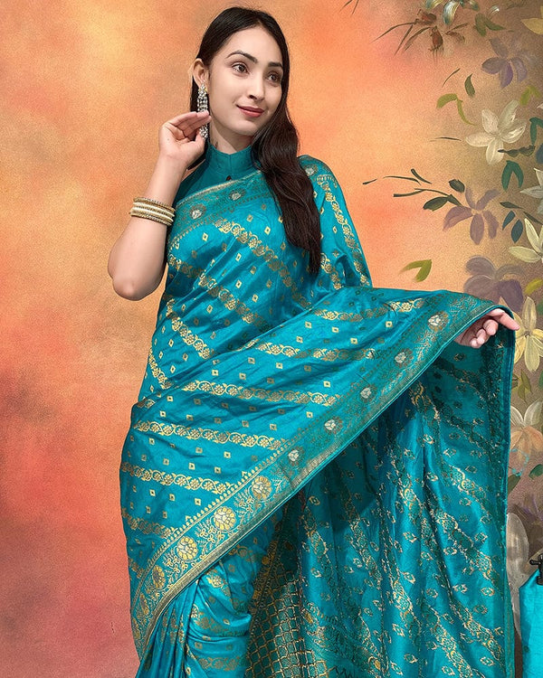 Rama Color Viscose Dolla Silk Saree