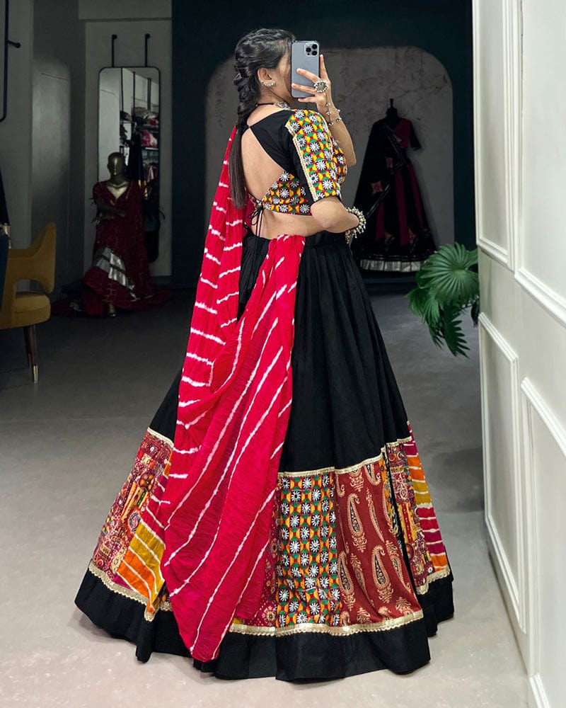 Multi Black Color Pure Rayon Navratri Lehenga Choli