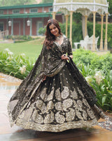 Black Color Rangoli Silk Embroidered Lehenga Choli