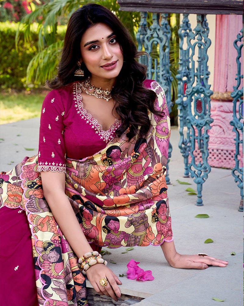 Pink Color Vichitra Silk Embroidered Lehenga Choli