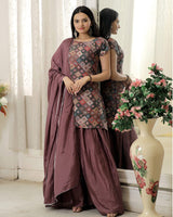 Dusty Pink Color Three Piece Designer Plazzo Suit
