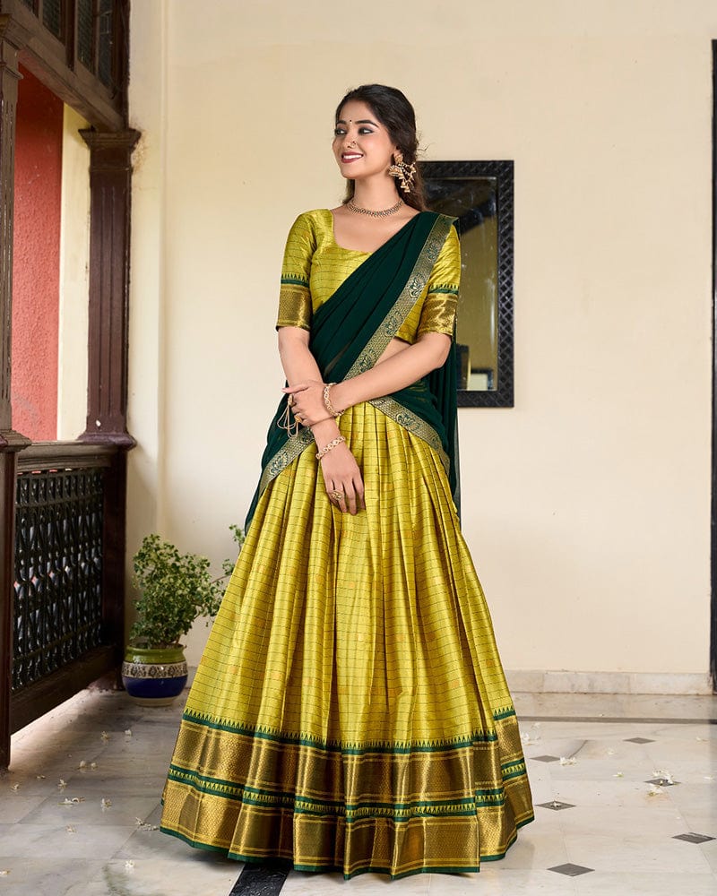 Parrot Green Color Cotton Silk Designer Lehenga Choli