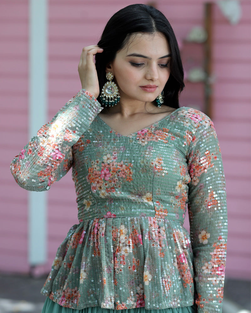 Rama Color Designer Sequins Embroidery  Ready to Wear Lehenga Choli