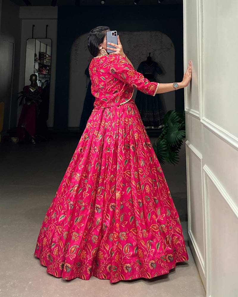 Pink Color Tussar Silk Lehenga Choli