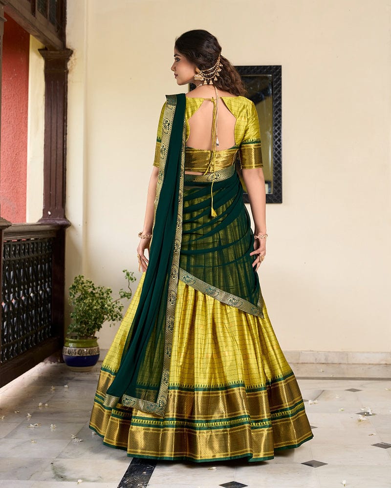 Parrot Green Color Cotton Silk Designer Lehenga Choli