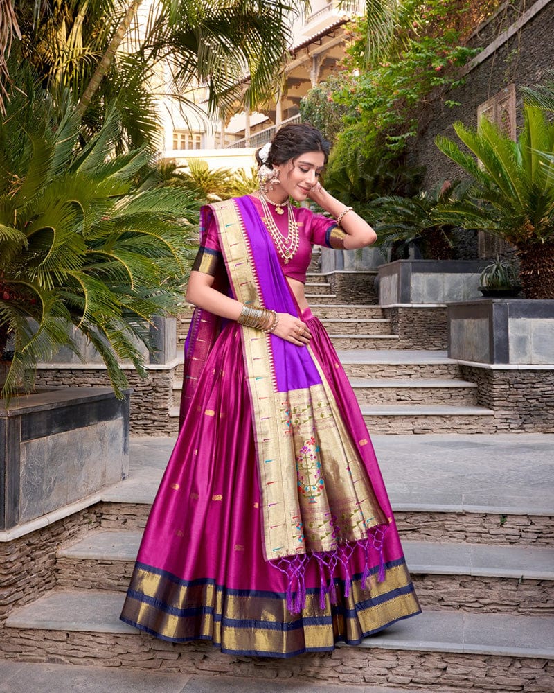 Pink Color Jacquard Silk Zari Weaving Work Lehenga Choli