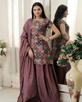 Dusty Pink Color Three Piece Designer Plazzo Suit