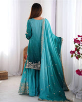 Rama Color Chinnon Sequence Work Plazzo Suit