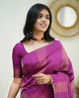pink color Banarasi Soft Silk Saree
