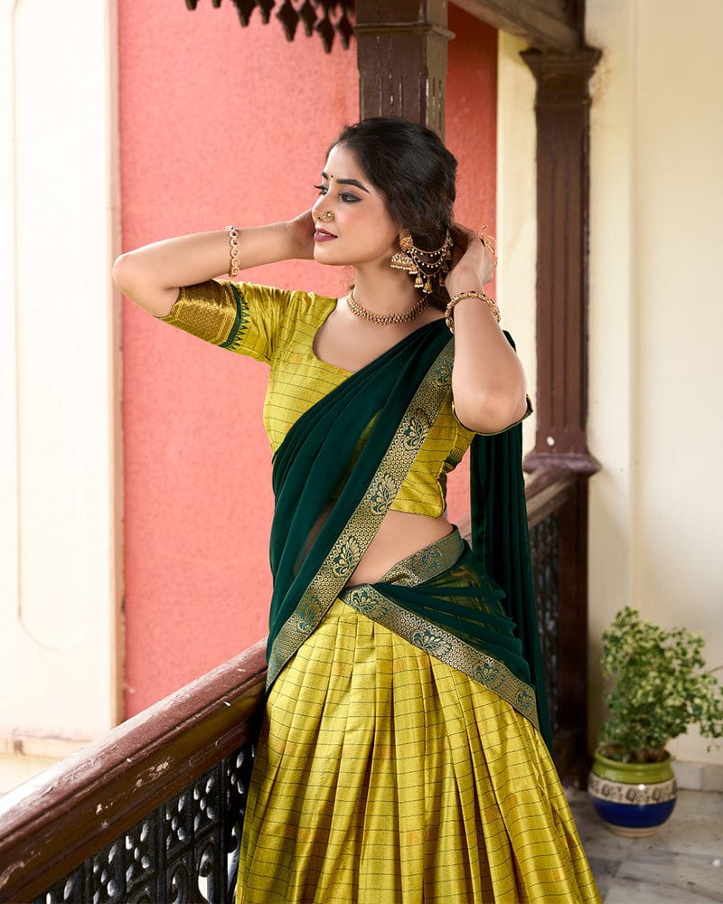 Parrot Green Color Cotton Silk Designer Lehenga Choli