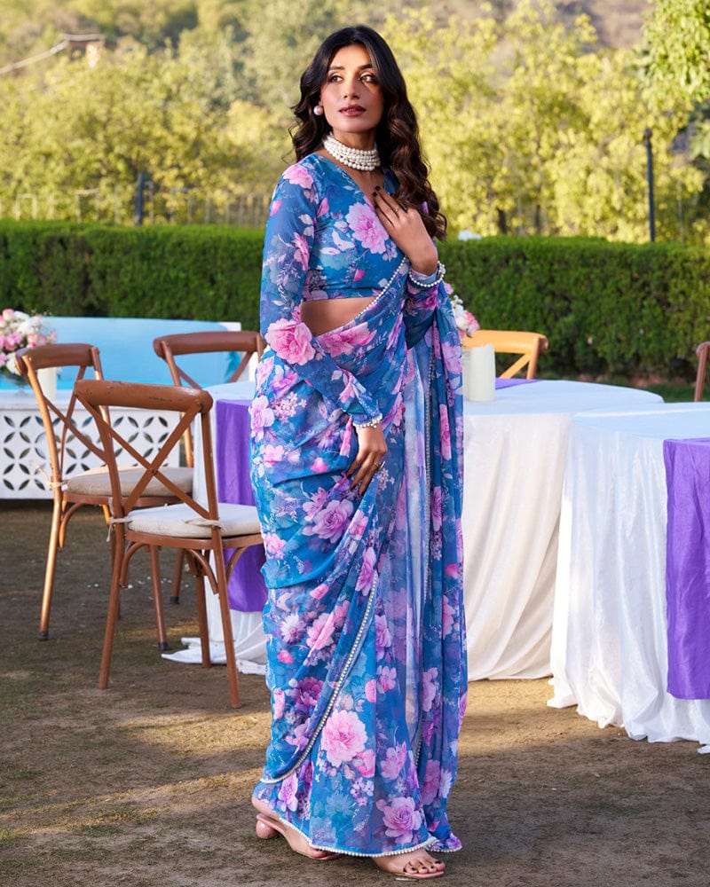 Blue Color Weightless Marble Saree
