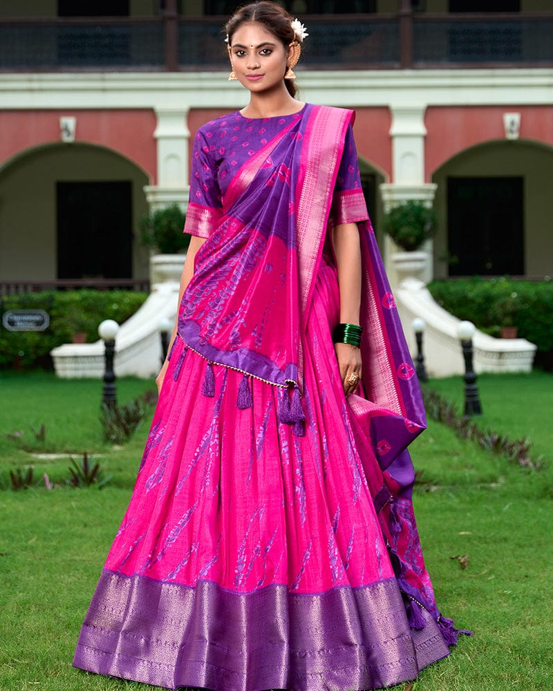 Purple Color Dola Silk Shibori Print Lehenga Choli