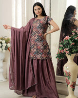 Dusty Pink Color Three Piece Designer Plazzo Suit