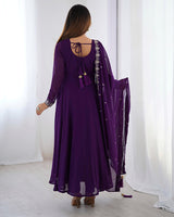 Purple Color Georgette Embroidered Three Piece Anarkali Suit