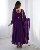 Purple Color Georgette Embroidered Three Piece Anarkali Suit