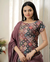 Dusty Pink Color Three Piece Designer Plazzo Suit