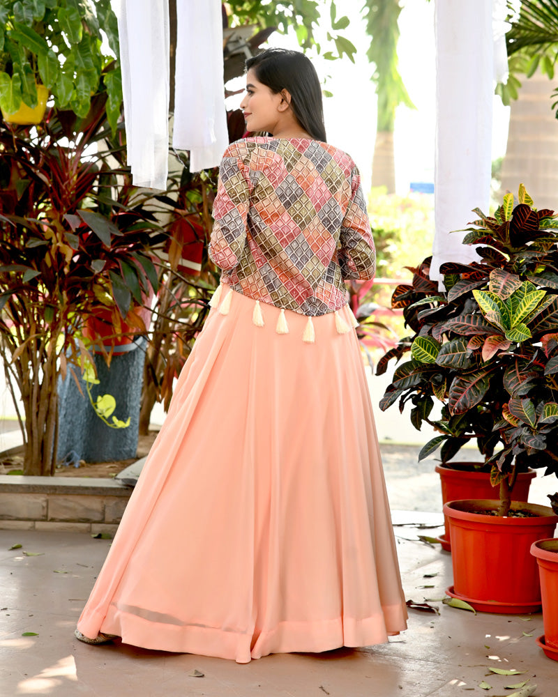 Peach Color Designer Sequins Embroidery  Ready to Wear Lehenga Choli