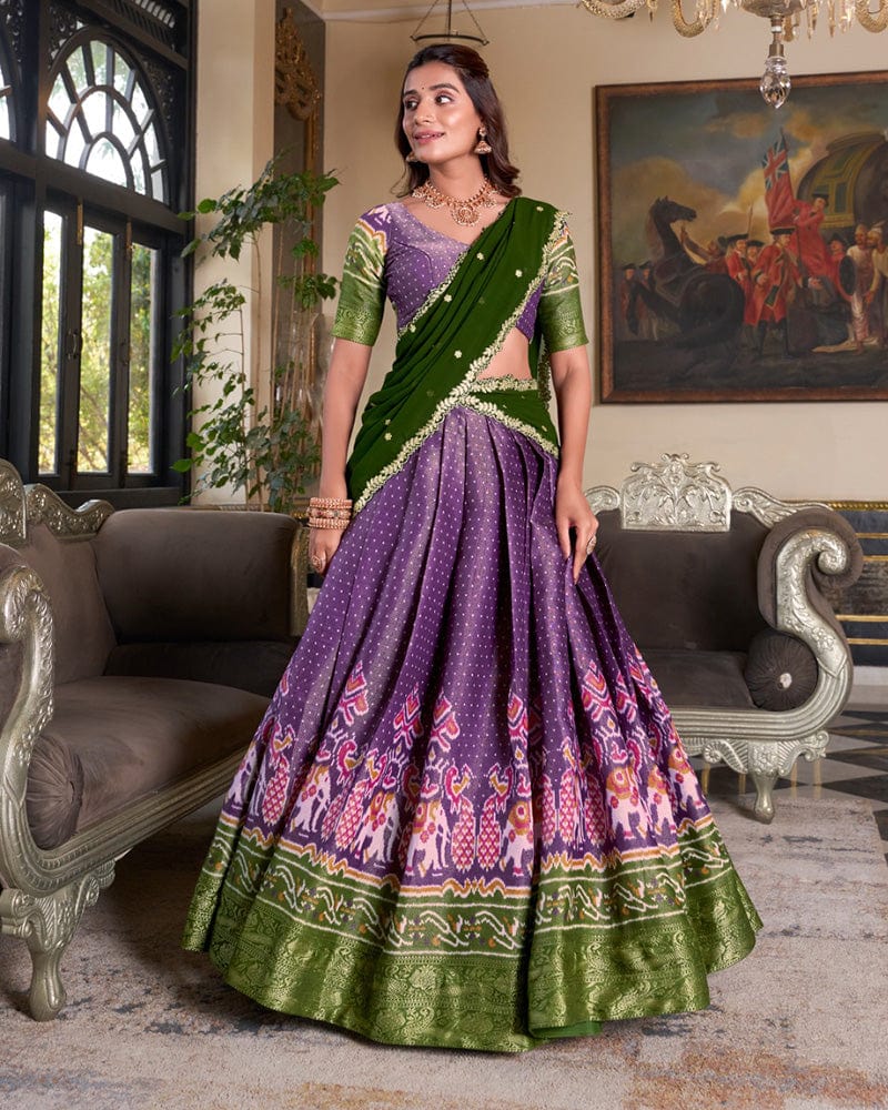 Purple Color Kanchipuram Lehenga Choli