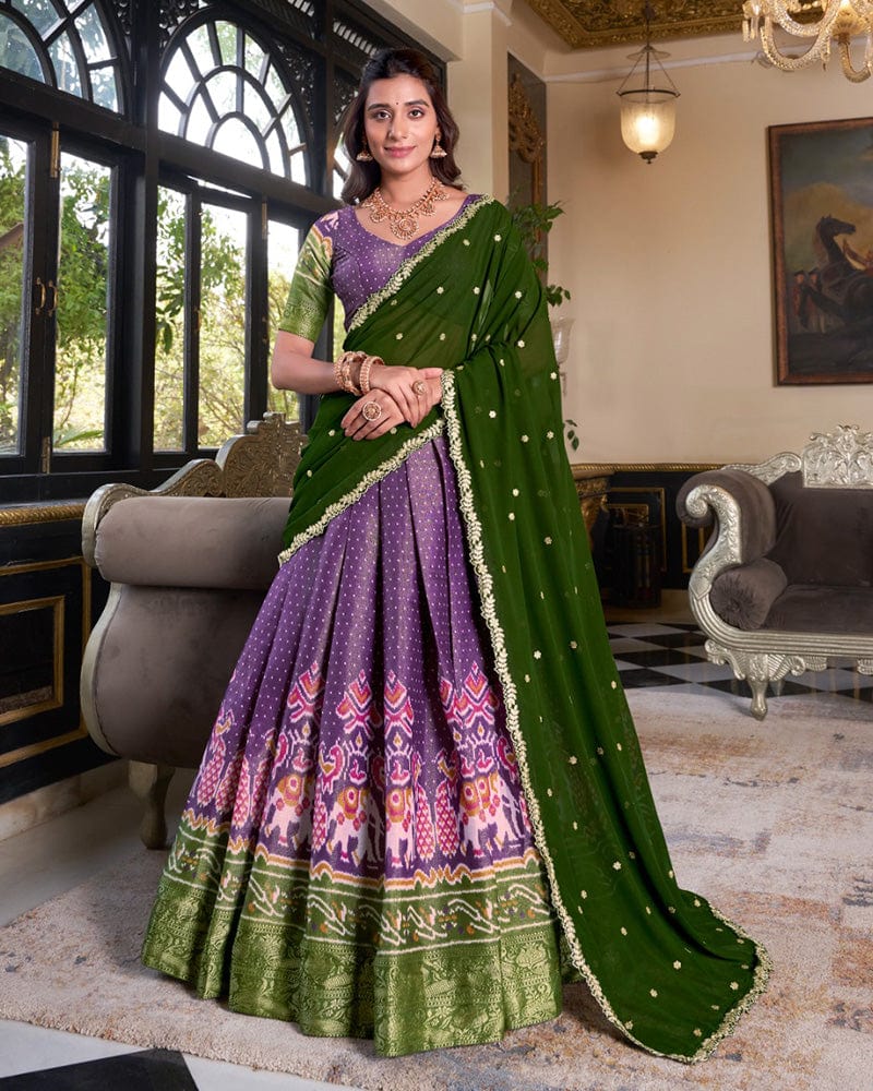 Purple Color Kanchipuram Lehenga Choli