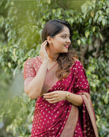 Maroon Color Banarasi Soft Silk Saree