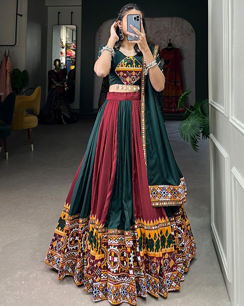 Maroon Color Rayon Printed Navratri Lehenga Choli