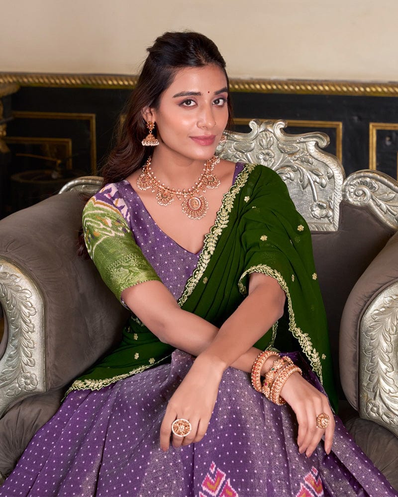 Purple Color Kanchipuram Lehenga Choli