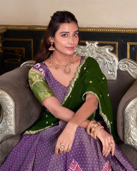 Purple Color Kanchipuram Lehenga Choli