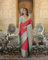 Red Color Small Butti Kanjivaram Soft Silk Saree