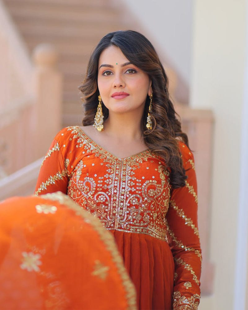 Fenta Color Fendi Embroidered Gown