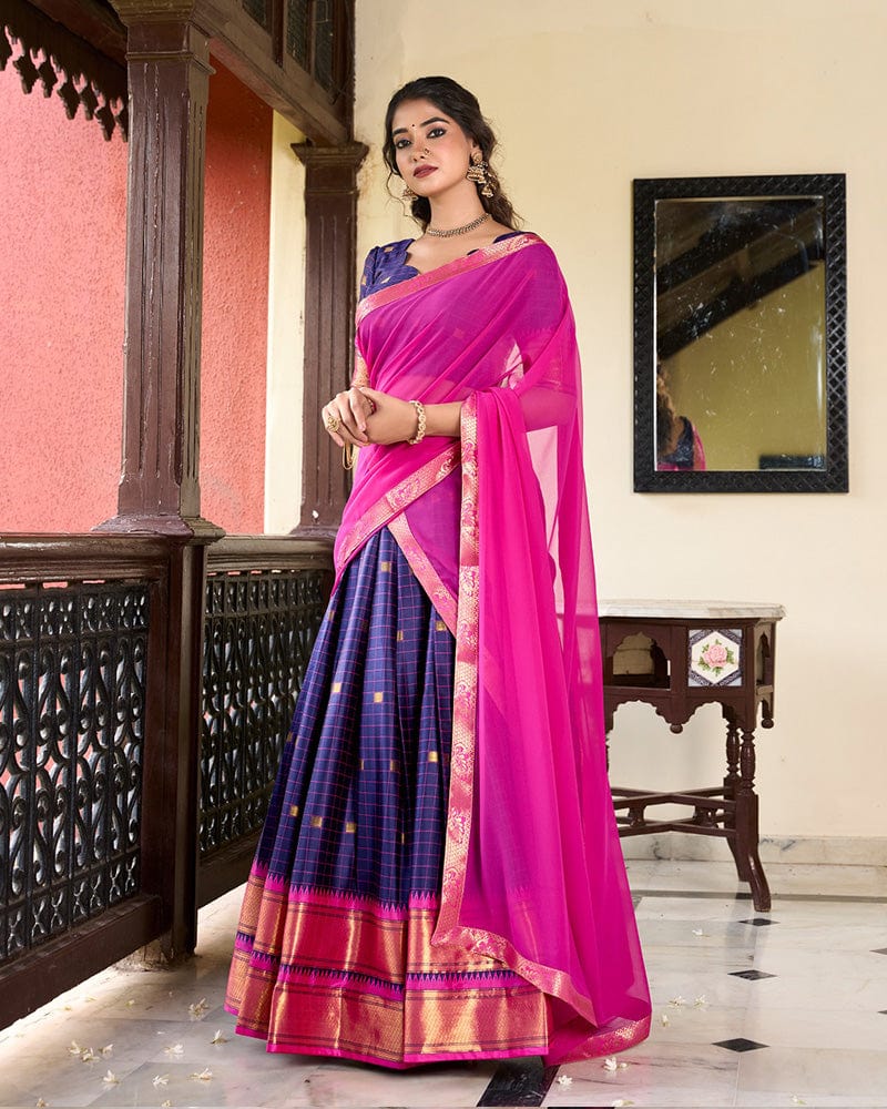 Navy Blue Color Cotton Silk Designer Lehenga Choli