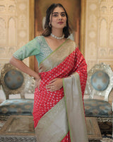 Red Color Small Butti Kanjivaram Soft Silk Saree