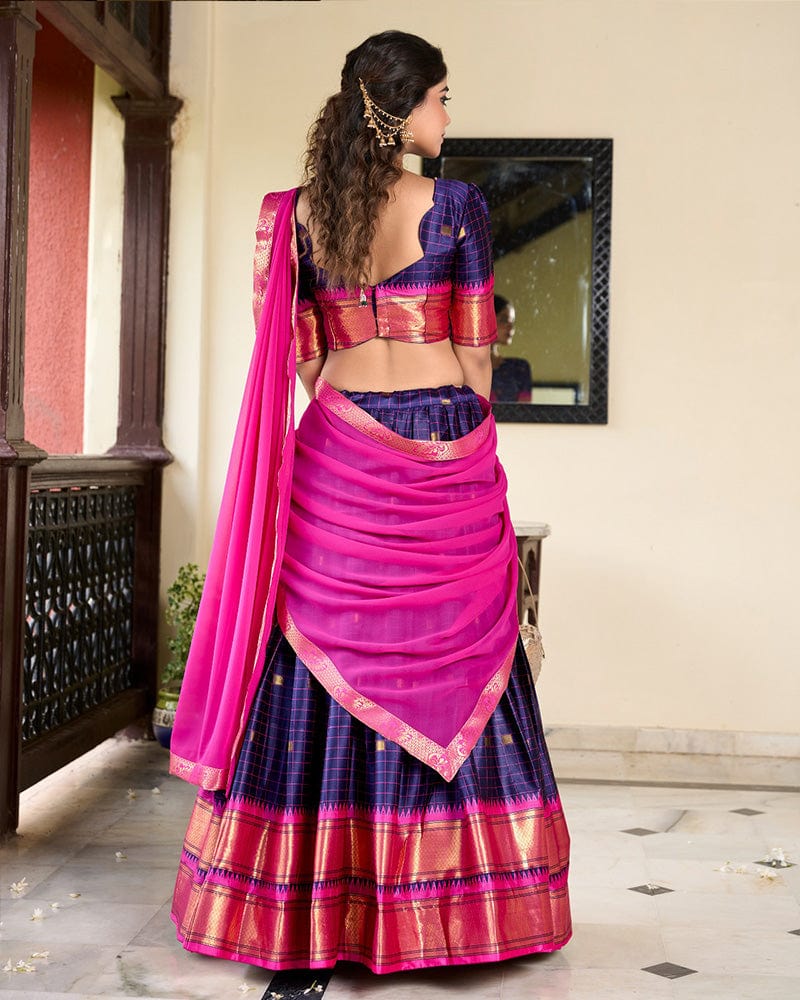 Navy Blue Color Cotton Silk Designer Lehenga Choli
