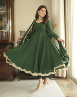 Green Color Georgette Three Piece Anarkali Suit